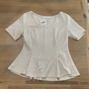 NWT white and silver Blouse size Large